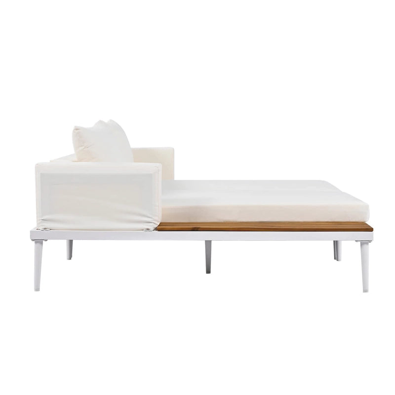 Outdoor Patio Daybed with Acacia Wood Side Spaces