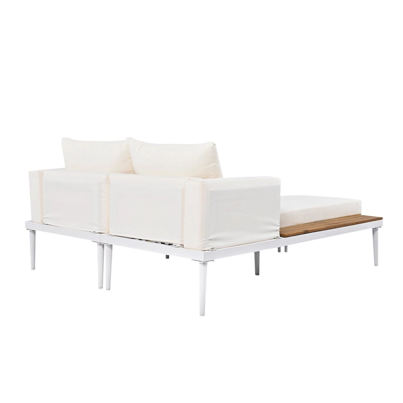 Outdoor Patio Daybed with Acacia Wood Side Spaces