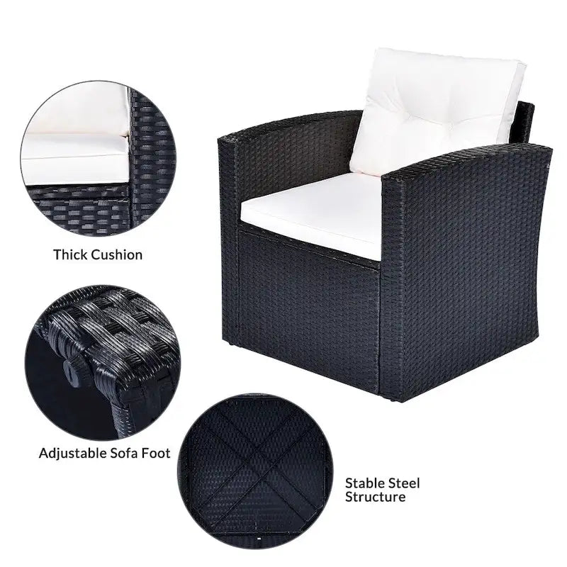 6-Piece All-Weather Wicker PE Rattan Patio Outdoor Conversation Sofa Sectional Set with coffee table and Cushions