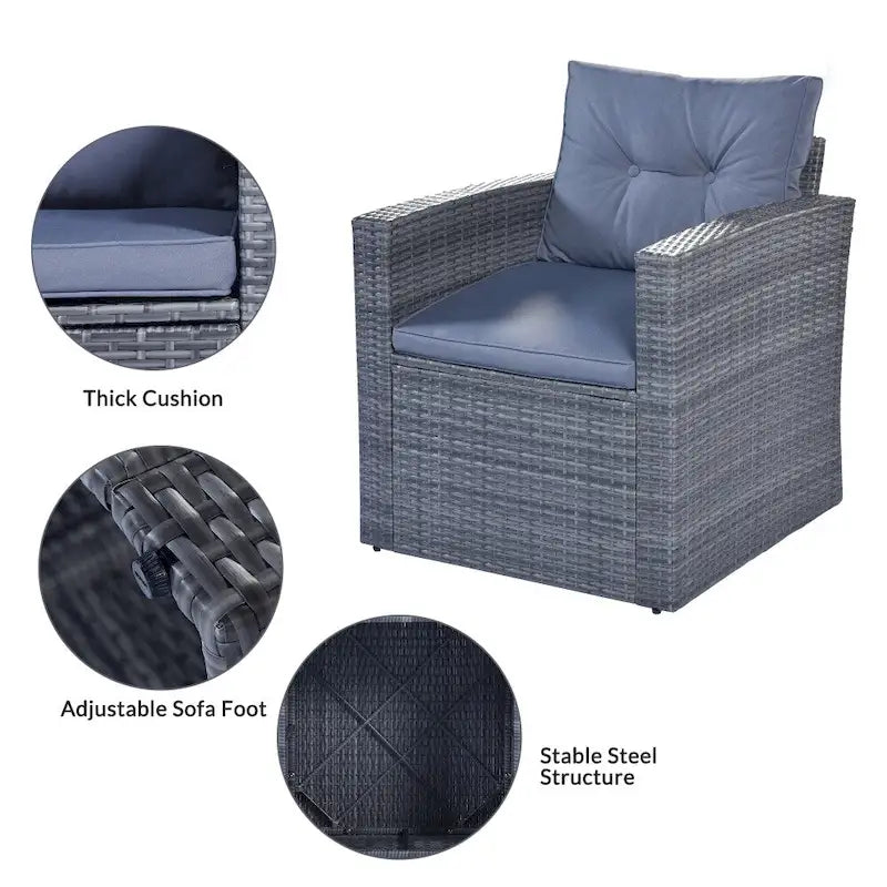 6-Piece All-Weather Wicker PE Rattan Patio Outdoor Conversation Sofa Sectional Set with coffee table and Cushions
