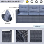 6-Piece All-Weather Wicker PE Rattan Patio Outdoor Conversation Sofa Sectional Set with coffee table and Cushions