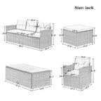 6-Piece All-Weather Wicker PE Rattan Patio Outdoor Conversation Sofa Sectional Set with coffee table and Cushions