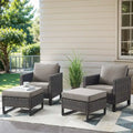 Rattan Patio Chairs with 2 Ottoman - Brown