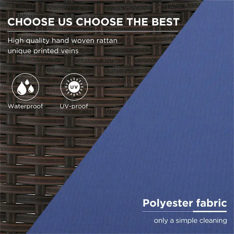 4-Piece Garden Furniture, Patio Seating Set, PE Rattan Outdoor Sofa Set, Wood Table and Legs