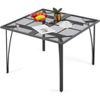 AECOJOY Outdoor Patio Square Dining Table for 4 with 1.6   Umbrella Hole