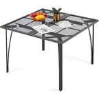 AECOJOY Outdoor Patio Square Dining Table for 4 with 1.6   Umbrella Hole