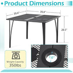AECOJOY Outdoor Patio Square Dining Table for 4 with 1.6   Umbrella Hole