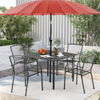 AECOJOY Outdoor Patio Square Dining Table for 4 with 1.6   Umbrella Hole