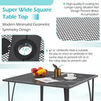 AECOJOY Outdoor Patio Square Dining Table for 4 with 1.6   Umbrella Hole