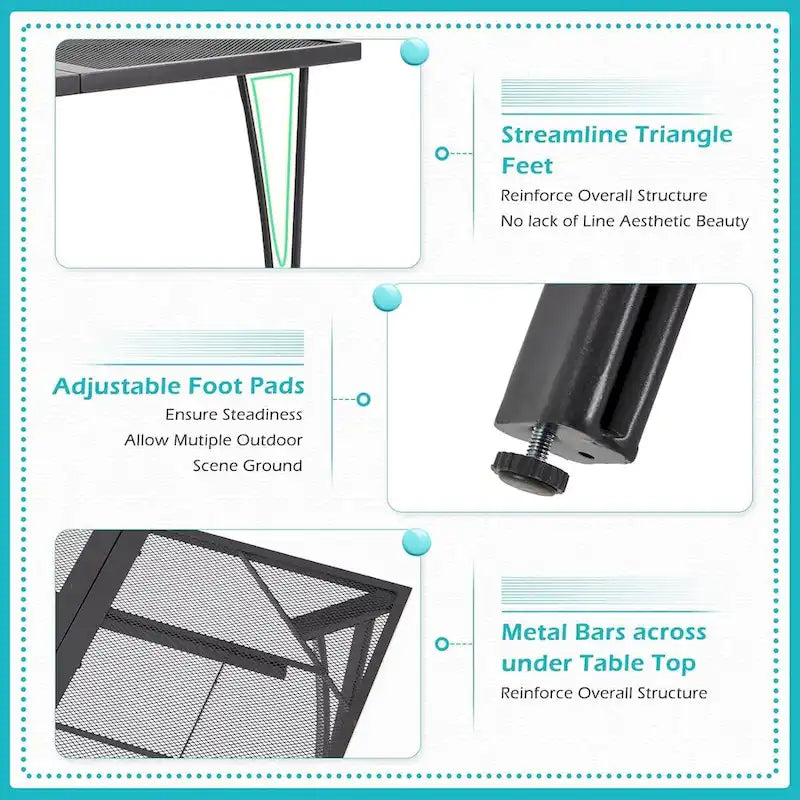 AECOJOY Outdoor Patio Square Dining Table for 4 with 1.6   Umbrella Hole