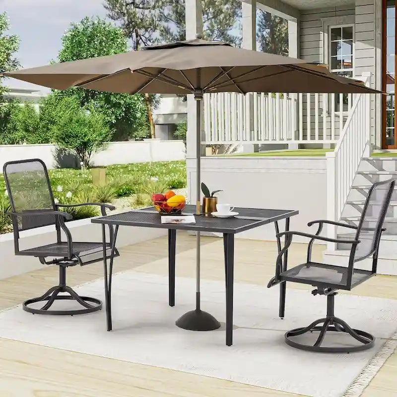 AECOJOY Outdoor Patio Square Dining Table for 4 with 1.6   Umbrella Hole