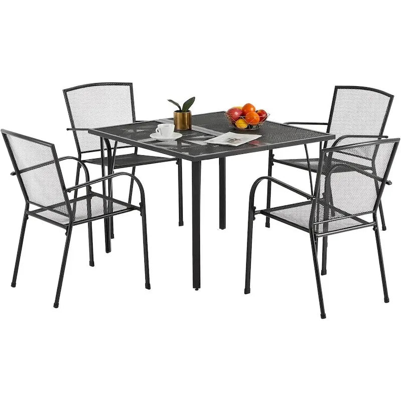 AECOJOY Outdoor Patio Square Dining Table for 4 with 1.6   Umbrella Hole