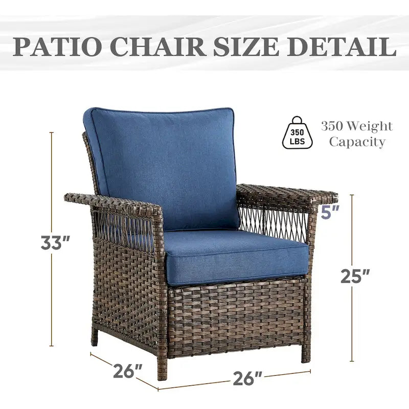 Outdoor Wicker Patio Chair with Side Table - Brown