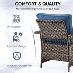 Outdoor Wicker Patio Chair with Side Table - Brown