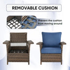 Outdoor Wicker Patio Chair with Side Table - Brown