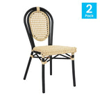 2 Pack All-Weather Commercial Paris Chairs with Metal Frames - N/A