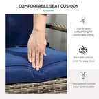 Patio Wicker Adirondack Chair, All-Weather Rattan Fire Pit Chair Soft Cushions, Tall Curved Backrest and Armrests