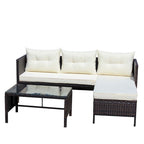 Outdoor Patio Furniture Sets 3 Piece Conversation Set Wicker Ratten Sectional Sofa with Seat Cushions