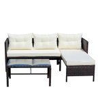 Outdoor Patio Furniture Sets 3 Piece Conversation Set Wicker Ratten Sectional Sofa with Seat Cushions