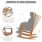 Outdoor Patio Wooden Rocking Chair with Smooth Armrests & High Back