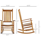 Outdoor Patio Wooden Rocking Chair with Smooth Armrests & High Back