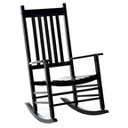 Outdoor Patio Wooden Rocking Chair with Smooth Armrests & High Back
