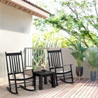 Outdoor Patio Wooden Rocking Chair with Smooth Armrests & High Back