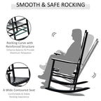 Outdoor Patio Wooden Rocking Chair with Smooth Armrests & High Back