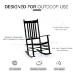 Outdoor Patio Wooden Rocking Chair with Smooth Armrests & High Back