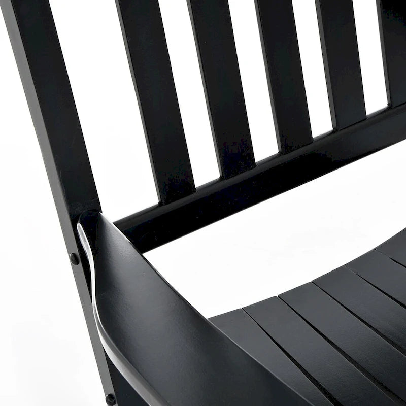 Outdoor Patio Wooden Rocking Chair with Smooth Armrests & High Back