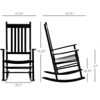 Outdoor Patio Wooden Rocking Chair with Smooth Armrests & High Back