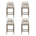 Modern Aluminum Twill Woven Outdoor Bar Stool, Counter Height Chair with Back and Cushion - 40.6 H