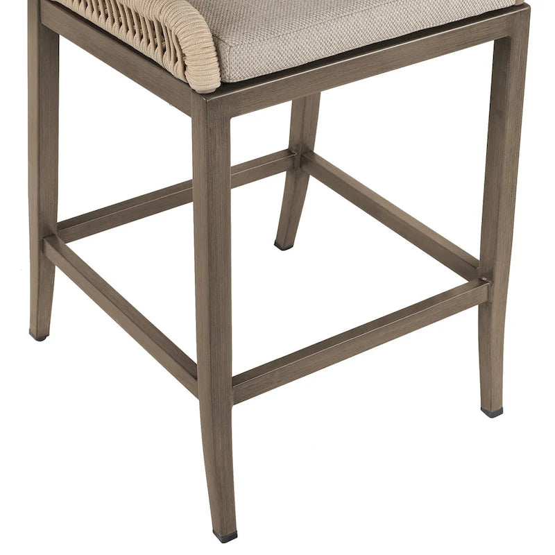 Modern Aluminum Twill Woven Outdoor Bar Stool, Counter Height Chair with Back and Cushion - 40.6 H