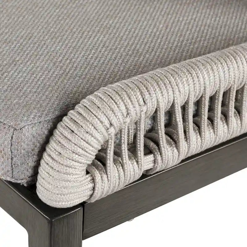 Modern Aluminum Twill Woven Outdoor Bar Stool, Counter Height Chair with Back and Cushion - 40.6 H