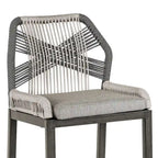 Modern Aluminum Twill Woven Outdoor Bar Stool, Counter Height Chair with Back and Cushion - 40.6 H