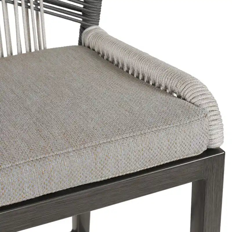 Modern Aluminum Twill Woven Outdoor Bar Stool, Counter Height Chair with Back and Cushion - 40.6 H