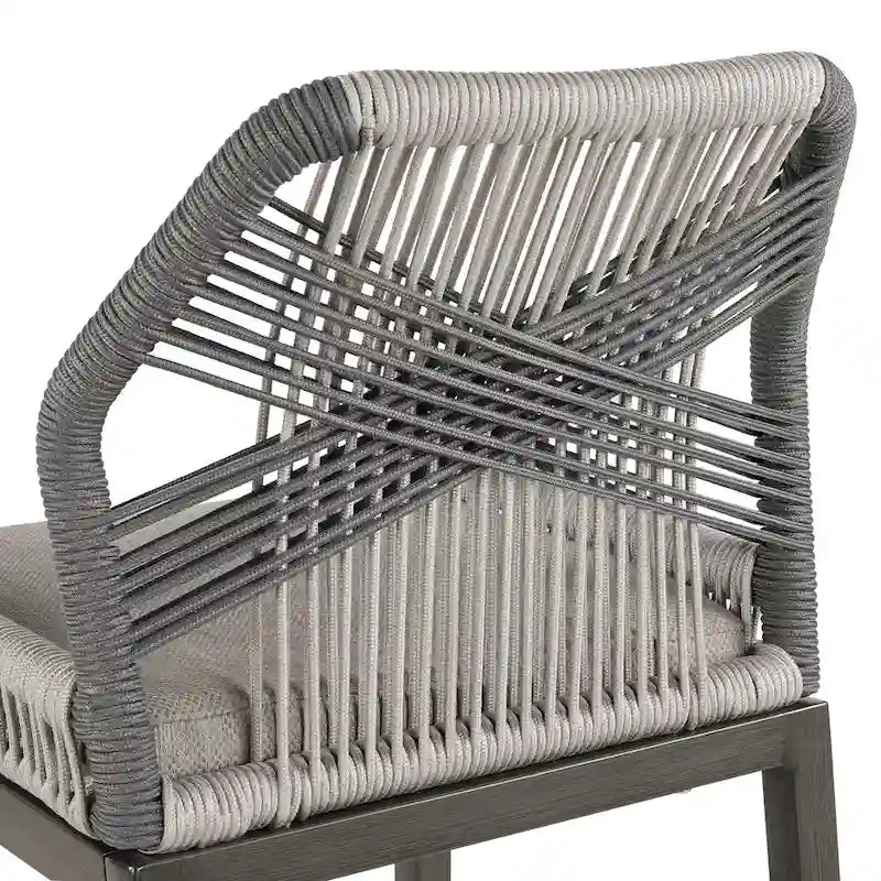 Modern Aluminum Twill Woven Outdoor Bar Stool, Counter Height Chair with Back and Cushion - 40.6 H