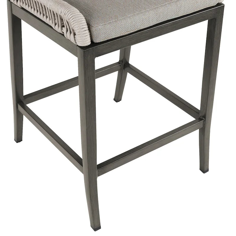 Modern Aluminum Twill Woven Outdoor Bar Stool, Counter Height Chair with Back and Cushion - 40.6 H