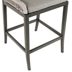 Modern Aluminum Twill Woven Outdoor Bar Stool, Counter Height Chair with Back and Cushion - 40.6 H