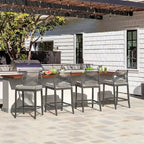 Modern Aluminum Twill Woven Outdoor Bar Stool, Counter Height Chair with Back and Cushion - 40.6 H
