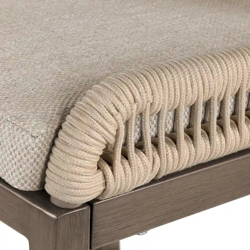 Modern Aluminum Twill Woven Outdoor Bar Stool, Counter Height Chair with Back and Cushion - 40.6 H