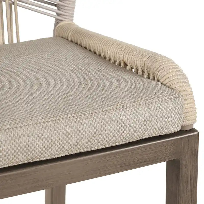Modern Aluminum Twill Woven Outdoor Bar Stool, Counter Height Chair with Back and Cushion - 40.6 H