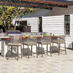 Modern Aluminum Twill Woven Outdoor Bar Stool, Counter Height Chair with Back and Cushion - 40.6 H