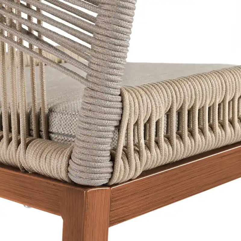 Modern Aluminum Twill Woven Outdoor Bar Stool, Counter Height Chair with Back and Cushion - 40.6 H