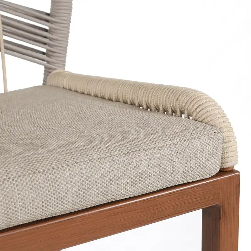 Modern Aluminum Twill Woven Outdoor Bar Stool, Counter Height Chair with Back and Cushion - 40.6 H
