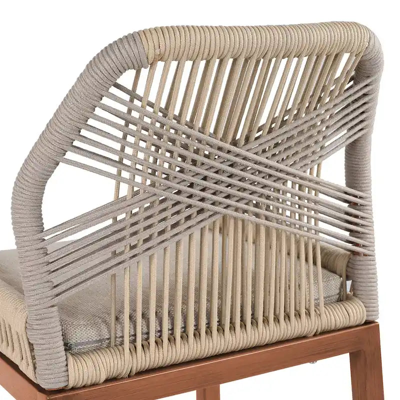 Modern Aluminum Twill Woven Outdoor Bar Stool, Counter Height Chair with Back and Cushion - 40.6 H