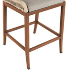 Modern Aluminum Twill Woven Outdoor Bar Stool, Counter Height Chair with Back and Cushion - 40.6 H