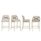 Modern Aluminum Twill Woven Outdoor Bar Stool, Counter Height Chair with Back and Cushion - 40.6 H
