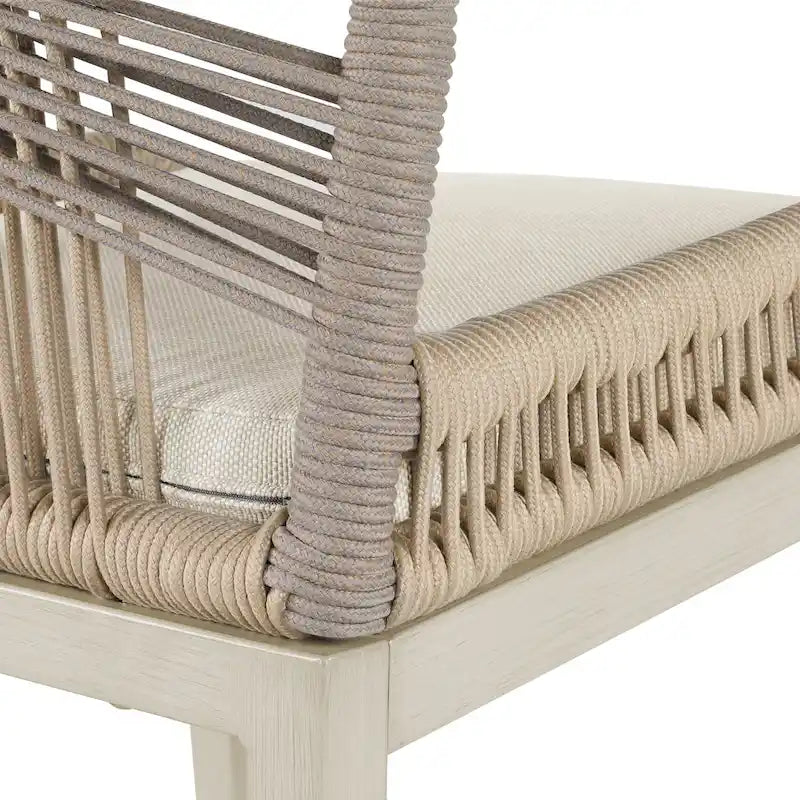 Modern Aluminum Twill Woven Outdoor Bar Stool, Counter Height Chair with Back and Cushion - 40.6 H