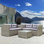 Grey 4-Piece Patio Sectional Wicker Rattan Outdoor Furniture Sofa Set with Storage Box - 47.2   x 25.6   x 25.6